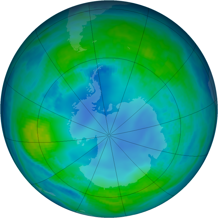Antarctic ozone map for 08 May 1985